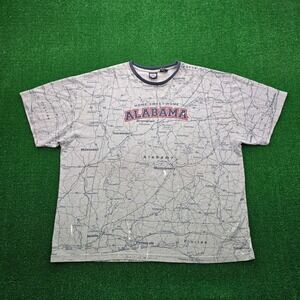 State of‎ Mine Alabama Tshirt Mens 2XL Gray State Map ALL Over Print Vintage Y2K